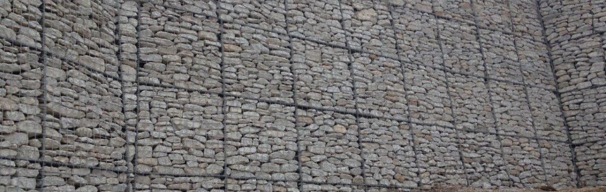 Retaining gabion wall at Swanvale