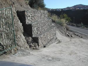 Retaining gabion wall at Swanvale