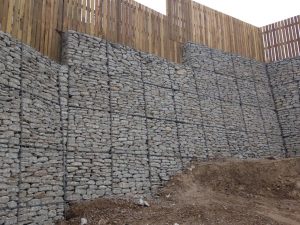 Retaining gabion wall at Swanvale