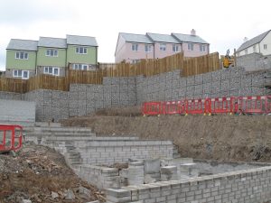 Retaining gabion wall at Swanvale