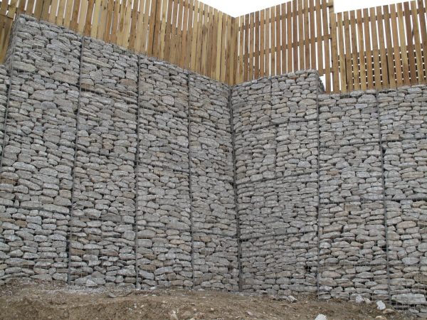 Retaining gabion wall at Swanvale