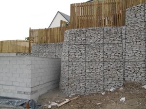 Retaining gabion wall at Swanvale